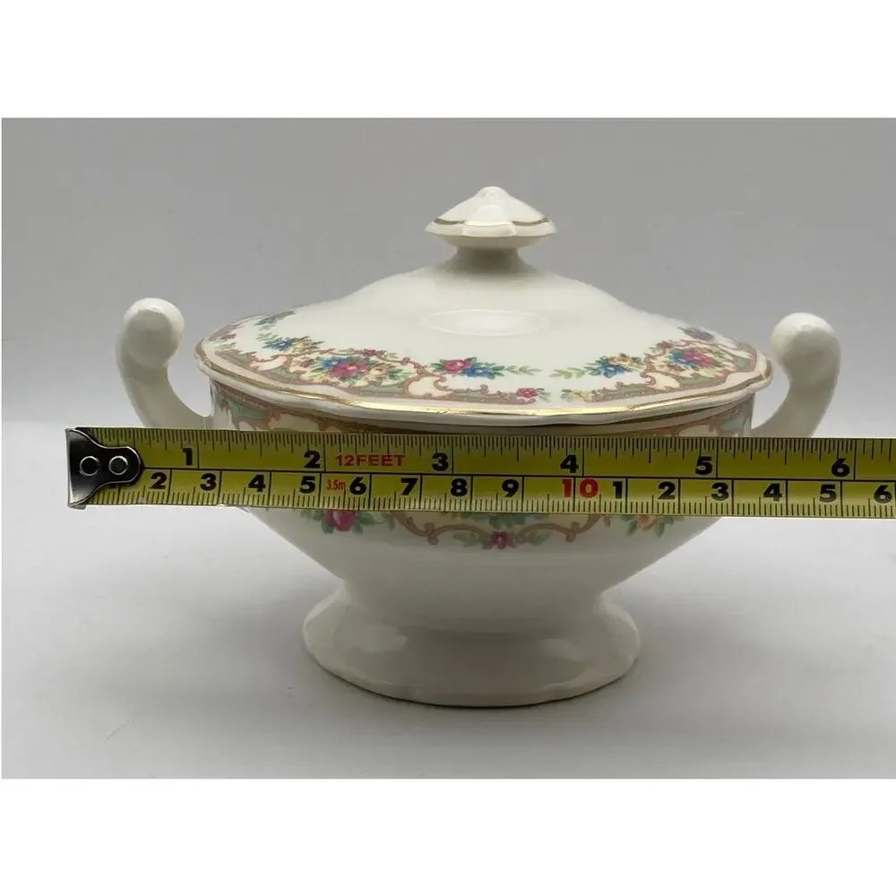 Vintage 1920's-1930's Mildred Pattern Mount Clemens Gold Rim Sugar bowl with Lid